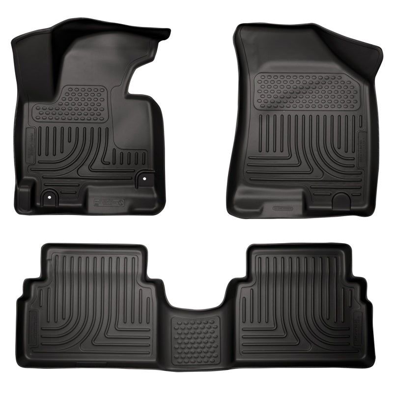 Husky Liners 99821 - HSL99821 - Husky Liners 2014 Kia Sportage w/Retain Hooks WeatherBeater Combo Front & 2nd Row Black Floor Liners - Shipped in Europe - Tuningsupply.com