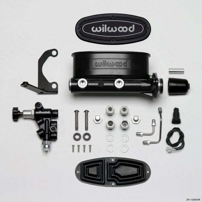 Wilwood 261-13269-BK - WIL261-13269-BK - Wilwood HV Tandem M/C Kit w L/H Bracket & Prop Valve - 1in Bore Black - Shipped in Europe - Tuningsupply.com