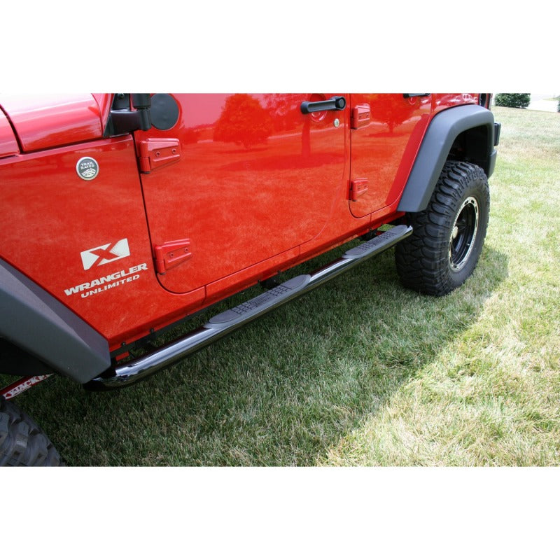 Rugged Ridge 11590.06 - RUG11590.06 - Rugged Ridge 3-In Round Side Steps Black 07-18 4-Door Jeep Wrangler - Shipped in Europe - Tuningsupply.com