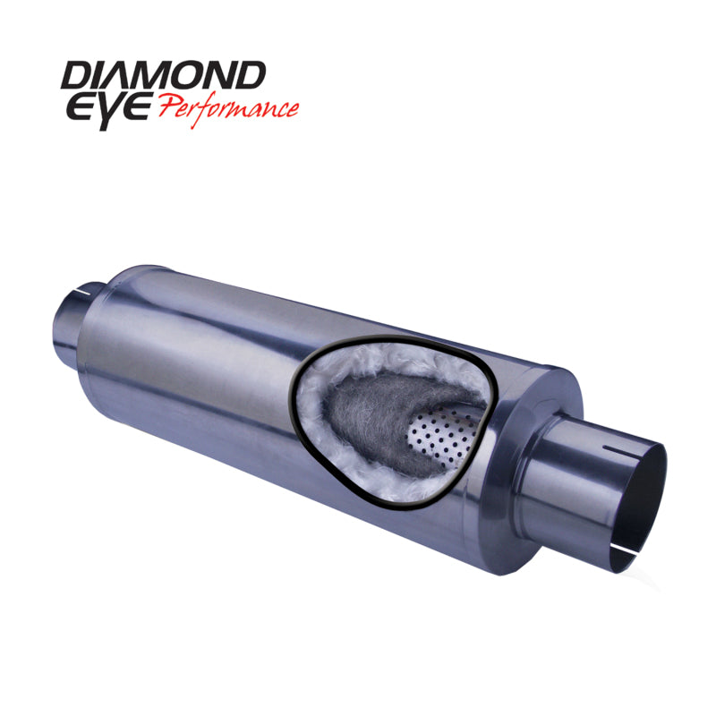 Diamond Eye Performance 460031 - DEP460031 - Diamond Eye MFLR 4inID SGL IN/SGL OUT 7inDIA X 24in BODY 30in LENGTH PERF SLOTTED ENDS 409 SS - Shipped in Europe - Tuningsupply.com