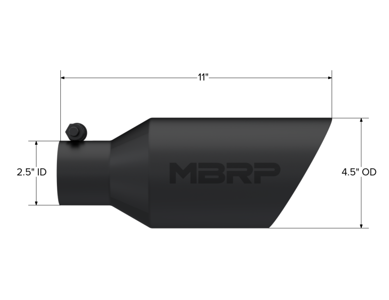 MBRP PT5161BLK - MBRPT5161BLK - MBRP Universal Dual Wall Angle Rolled End Tip 4-1/2in OD / 2-1/2in Inlet / 11in Length - Black - Shipped in Europe - Tuningsupply.com
