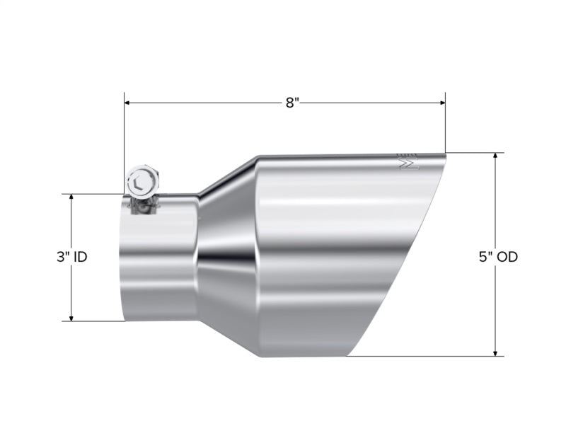 MBRP PT5187 - MBRPT5187 - MBRP Universal T304 Stainless Steel Tip 3on ID / 5in OD Out / 8in Length Angle Cut Dual Wall - Shipped in Europe - Tuningsupply.com
