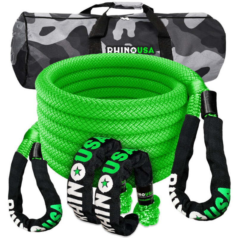 Rhino USA RG-KRKIT78X30-GRN - RSARG-KRKIT78X30-GRN - Rhino USA 7/8In X 30Ft Kinetic Rope Recovery Kit W/Soft Shackles (Green) - Shipped in Europe - Tuningsupply.com