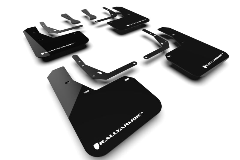 Rally Armor MF103-UR-BLK-WH - RALMF103-UR-BLK-WH - Rally Armor 24-25 Hyundai Kona N Line Black UR Mud Flap - White Logo - Shipped in Europe - Tuningsupply.com