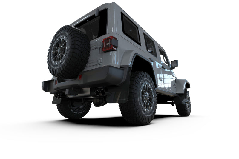Rally Armor MF124-UR-BLK-MBK - RALMF124-UR-BLK-MBK - Rally Armor 2018+ Jeep Wrangler Rubicon JL Black UR Mud Flap w/ Metallic Black Logo - Shipped in Europe - Tuningsupply.com