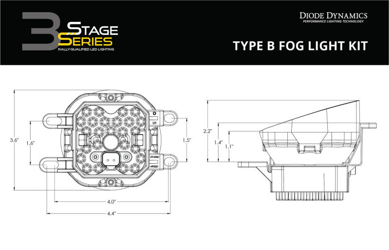 Diode Dynamics DD7002 - DIODD7002 - Diode Dynamics SS3 Max Type B Kit ABL - Yellow SAE Fog - Shipped in Europe - Tuningsupply.com