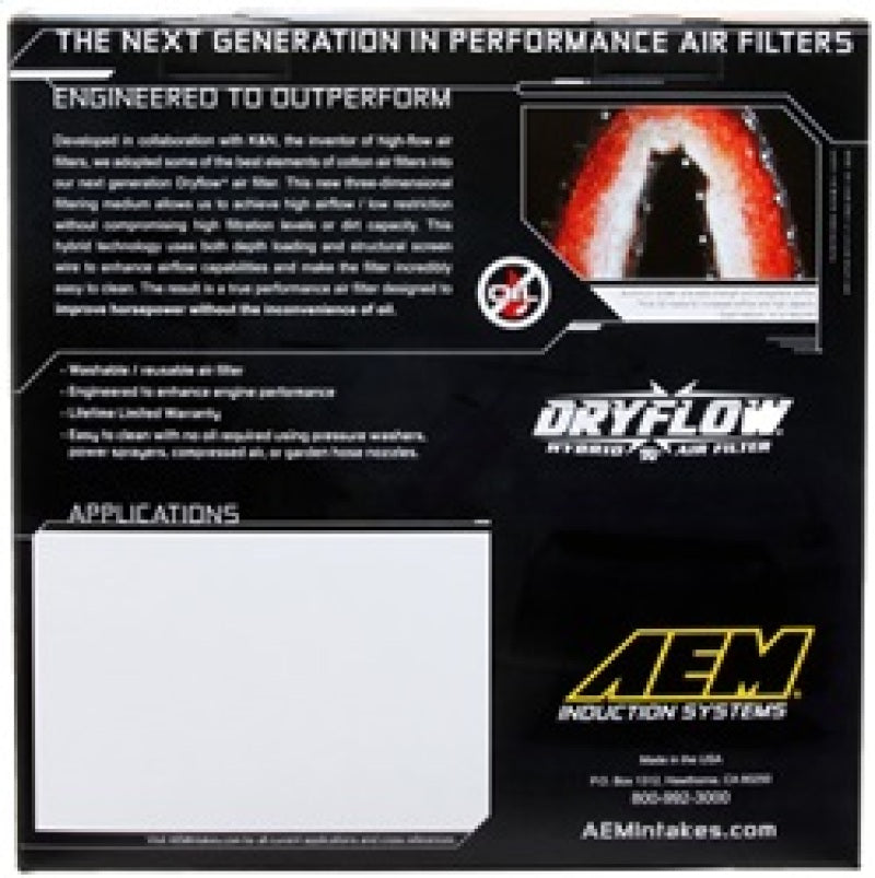 AEM Induction AE-07087 - AEMAE-07087 - AEM 10 Dodge Ram 2500/3500 6.7L L6 DSL 11in L x 9.75in W x 6.5in H Replacement DryFlow Air Filter - Shipped in Europe - Tuningsupply.com