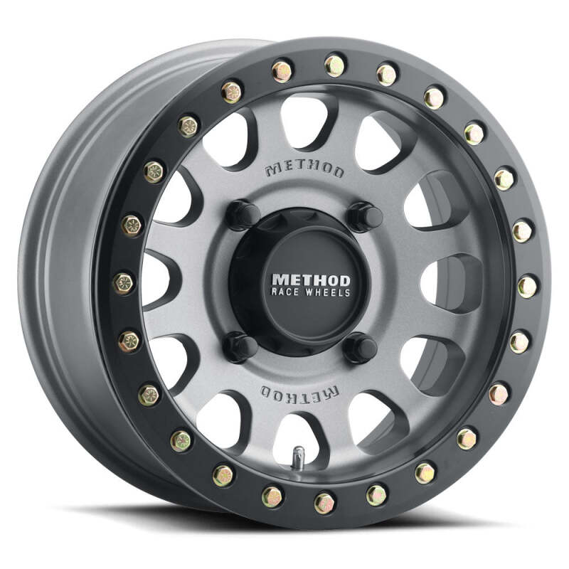 Method Wheels MR40156012851B - MRWMR40156012851B - Method MR401 UTV Beadlock 15x6 / 5+1/49mm Offset / 5x4.5 / 72mm CB Titanium Wheel - Matte Black Ring - Shipped in Europe - Tuningsupply.com