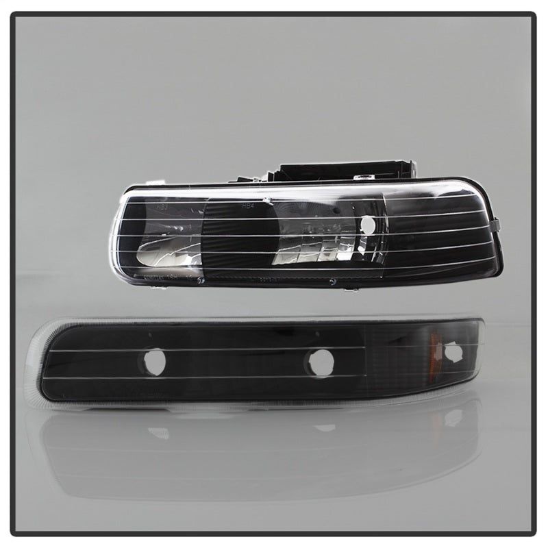 SPYDER 5064219 - SPY5064219 - xTune Chevy Tahoe 00-06 Amber Crystal Headlights w/ Bumper Lights Black HD-JH-CSIL99-SET-AM-BK - Shipped in Europe - Tuningsupply.com