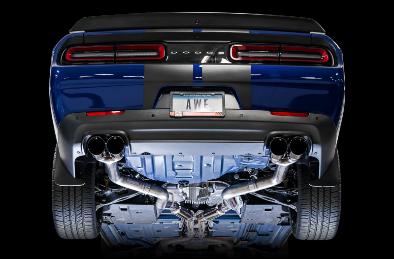 AWE Tuning 3015-43144 - AWE3015-43144 - AWE Tuning 2015+ Dodge Challenger 6.4L/6.2L SC Track Edition Exhaust - Quad Diamond Black Tips - Shipped in Europe - Tuningsupply.com