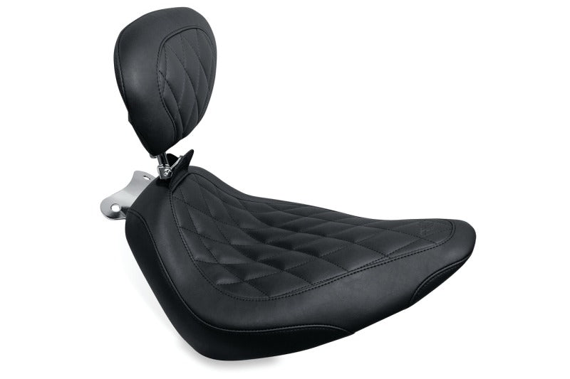 Mustang Motorcycle 79821 - MMP79821 - Mustang 00-15 Harley Softail Standard Rear Tire Wide Tripper Solo Seat w/Driver Backrest - Black - Shipped in Europe - Tuningsupply.com