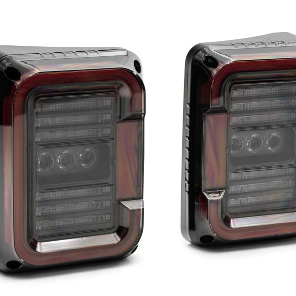 Raxiom J138358 - RAXJ138358 - Raxiom 07-18 Jeep Wrangler JK Axial Series LED Halo Tail Lights- Black Housing (Dark Smoked Lens) - Shipped in Europe - Tuningsupply.com
