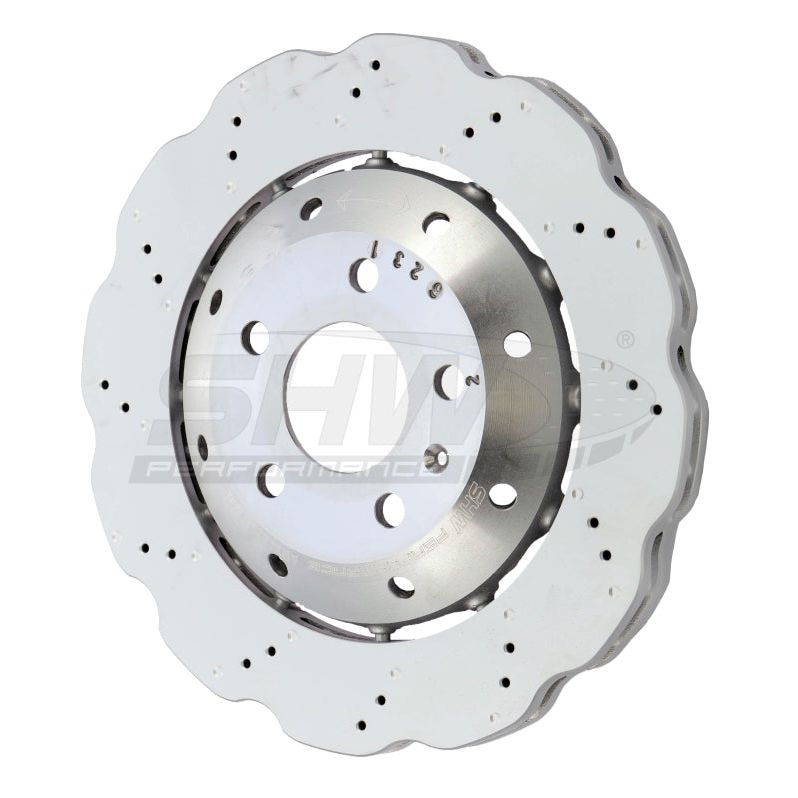 SHW Performance ARX48221 - SHWARX48221 - SHW 13-15 Audi RS5 4.2L Rear Drilled-Dimpled Lightweight Wavy Brake Rotor (8T0615601A) - Shipped in Europe - Tuningsupply.com
