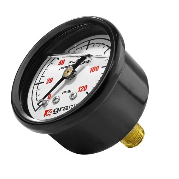 Grams Performance G2-99-1200W - GRPG2-99-1200W - Grams Performance Universal 0-120 PSI Fuel Pressure Gauge - White Face - Shipped in Europe - Tuningsupply.com