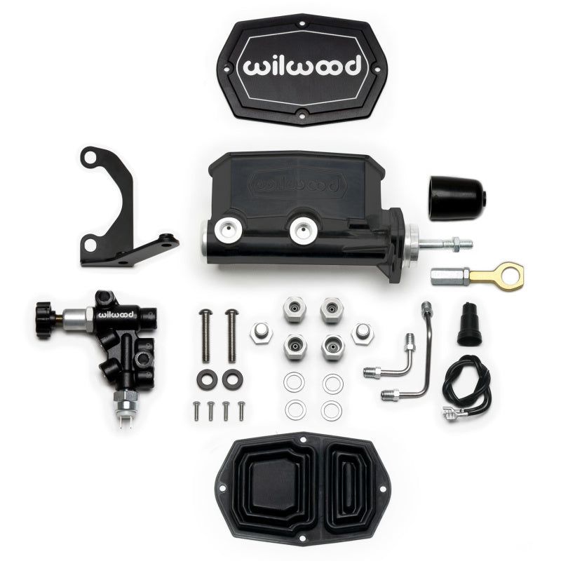 Wilwood 261-15523-BK - WIL261-15523-BK - Wilwood Compact Tandem M/C - 15/16in Bore w/Bracket and Valve fits Mustang (Pushrod) - Black - Shipped in Europe - Tuningsupply.com