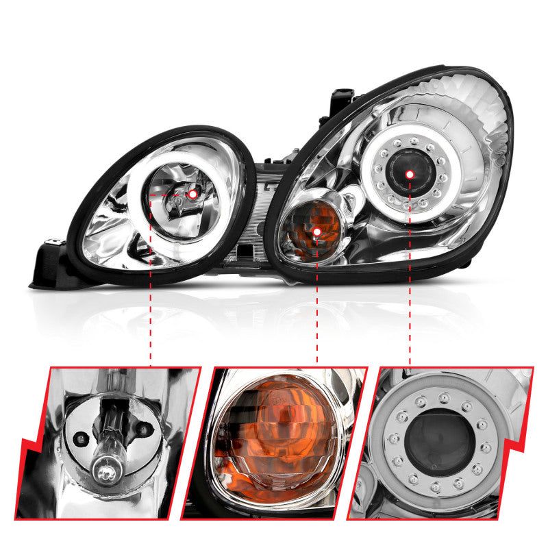 ANZO 121143 - ANZ121143 - ANZO 1998-2005 Lexus Gs300 Projector Headlights w/ Halo Chrome - Shipped in Europe - Tuningsupply.com