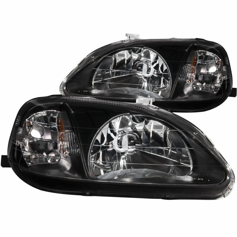 ANZO 121070 - ANZ121070 - ANZO 1999-2000 Honda Civic Crystal Headlights Black - Shipped in Europe - Tuningsupply.com