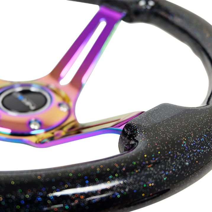 NRG RST-018BSB-MC - NRGRST-018BSB-MC - NRG Reinforced Steering Wheel (350mm / 3in. Deep) Blk Multi Color Flake w/ Neochrome Center Mark - Shipped in Europe - Tuningsupply.com