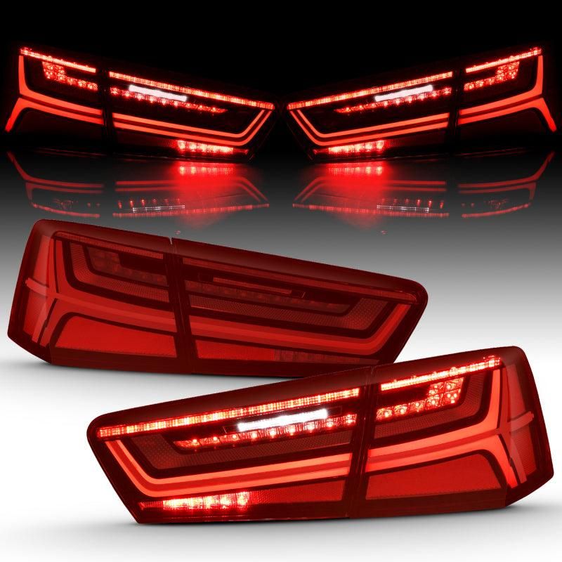 ANZO 321353 - ANZ321353 - ANZO 2012-2018 Audi A6 LED Taillight Black Housing Red/Clear Lens 4 pcs (Sequential Signal) - Shipped in Europe - Tuningsupply.com