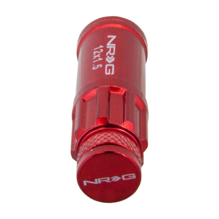 NRG LN-LS700RD-21 - NRGLN-LS700RD-21 - NRG 700 Series M12 X 1.5 Steel Lug Nut w/Dust Cap Cover Set 21 Pc w/Locks & Lock Socket - Red - Shipped in Europe - Tuningsupply.com