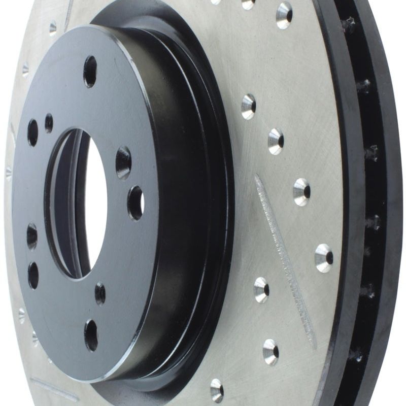 Stoptech 127.40057R - STO127.40057R - StopTech 02-06 Acura RSX Type S / 06-09 Honda Civic Si Slotted & Drilled Right Front Rotor - Shipped in Europe - Tuningsupply.com