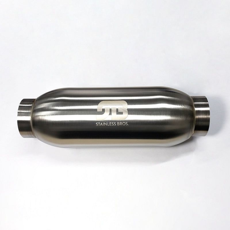 Stainless Bros 615-07636-0111 - STB615-07636-0111 - Stainless Bros 4in Body x 12.0in Length 3in Inlet/Outlet Bullet Resonator - Shipped in Europe - Tuningsupply.com