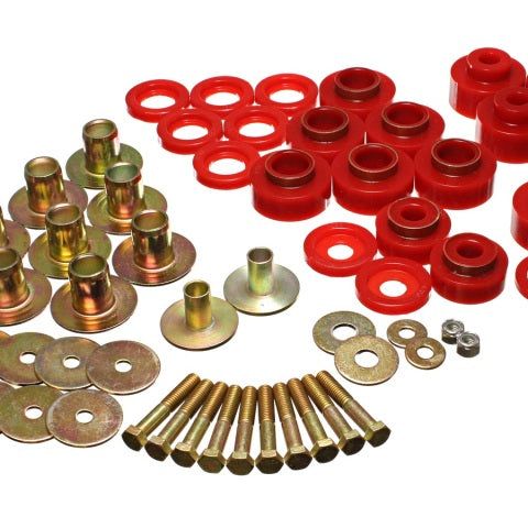 Energy Suspension 3.4170R - ENG3.4170R - Energy Suspension 68-72 Chevy Chevelle/Monte Carlo/Malibu/El Camino Red Body Mount Set - Shipped in Europe - Tuningsupply.com