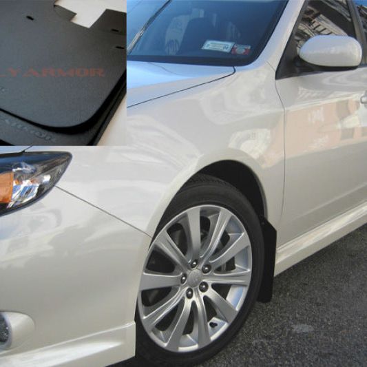 Rally Armor MF6-BAS-BLK - RALMF6-BAS-BLK - Rally Armor 08-10 Subaru WRX / 08-11 Impreza 2.5i (Hatch/Sedan) Basic Black Mud Flap w/Black Logo - Shipped in Europe - Tuningsupply.com