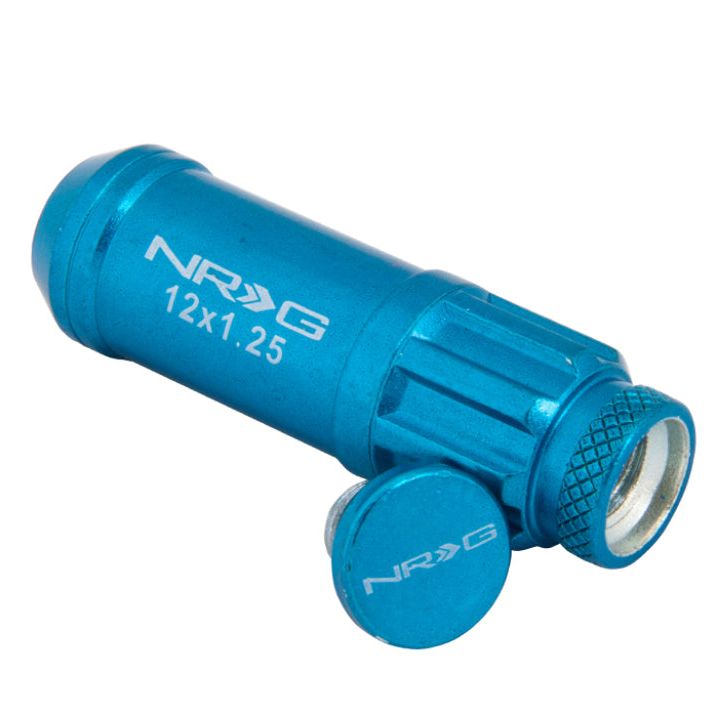 NRG LN-LS710BL-21 - NRGLN-LS710BL-21 - NRG 700 Series M12 X 1.25 Steel Lug Nut w/Dust Cap Cover Set 21 Pc w/Locks & Lock Socket - Blue - Shipped in Europe - Tuningsupply.com