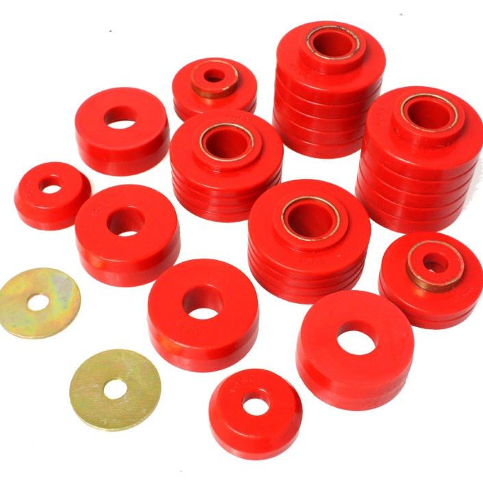 Energy Suspension 4.4107R - ENG4.4107R - Energy Suspension 80-98 Ford F250/F350 / 80-92 Ford F100/F150 / 85-98 Ford F450 Red Body Mount Set - Shipped in Europe - Tuningsupply.com