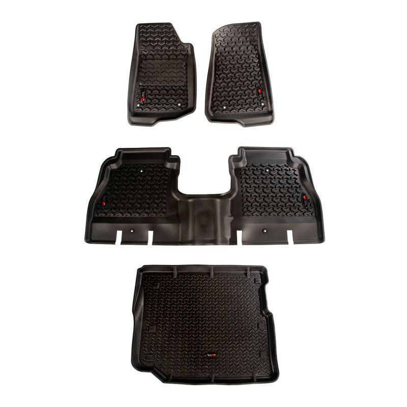 Rugged Ridge 12988.05 - RUG12988.05 - Rugged Ridge Floor Liner Front/Rear/Cargo Black 18-21 Jeep Wrangler JL 4 Dr (Excl. 4XE Models) - Shipped in Europe - Tuningsupply.com