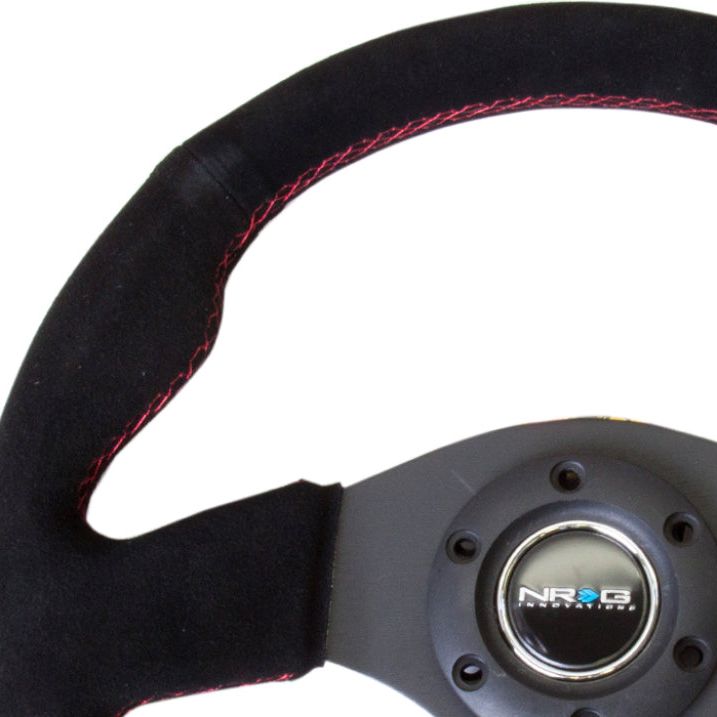 NRG RST-012S-RS - NRGRST-012S-RS - NRG Reinforced Steering Wheel (320mm) Suede w/Red Stitch - Shipped in Europe - Tuningsupply.com