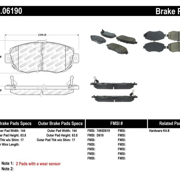 Stoptech 309.06190 - STO309.06190 - StopTech Performance 00-05 Lexus IS 250/300/350 / 02-09 SC 300/400/430 Front Brake Pads - Shipped in Europe - Tuningsupply.com