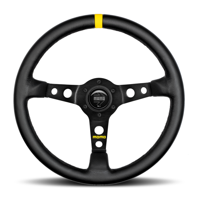 MOMO R1905/35L - MOMR1905/35L - Momo MOD07 Steering Wheel 350 mm - Black Leather/Black Spokes/1 Stripe - Shipped in Europe - Tuningsupply.com