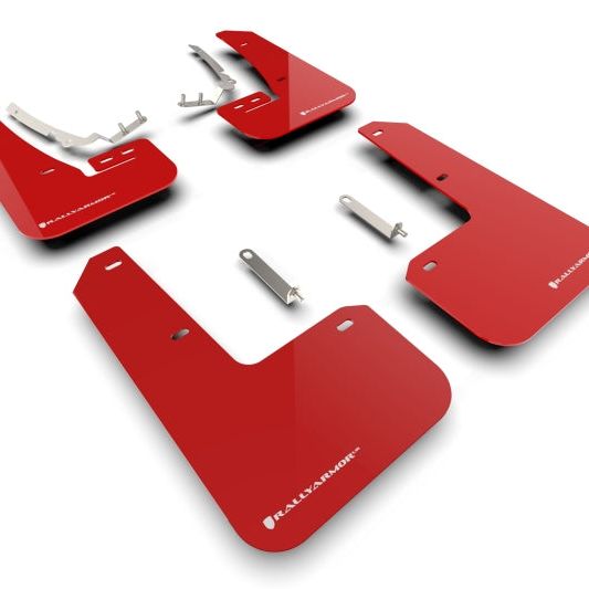 Rally Armor MF80-UR-RD/WH - RALMF80-UR-RD/WH - Rally Armor 22-25 VW MK8 Golf GTI/R Red UR Mud Flap w/White Logo - Shipped in Europe - Tuningsupply.com