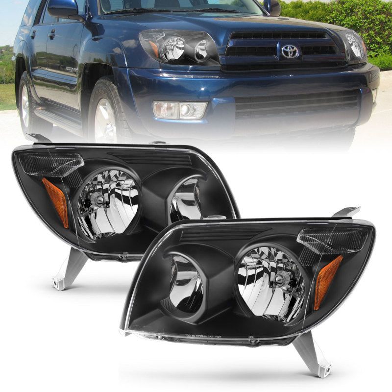 ANZO 111394 - ANZ111394 - ANZO 2003-2005 Toyota 4Runner Crystal Headlights Black - Shipped in Europe - Tuningsupply.com