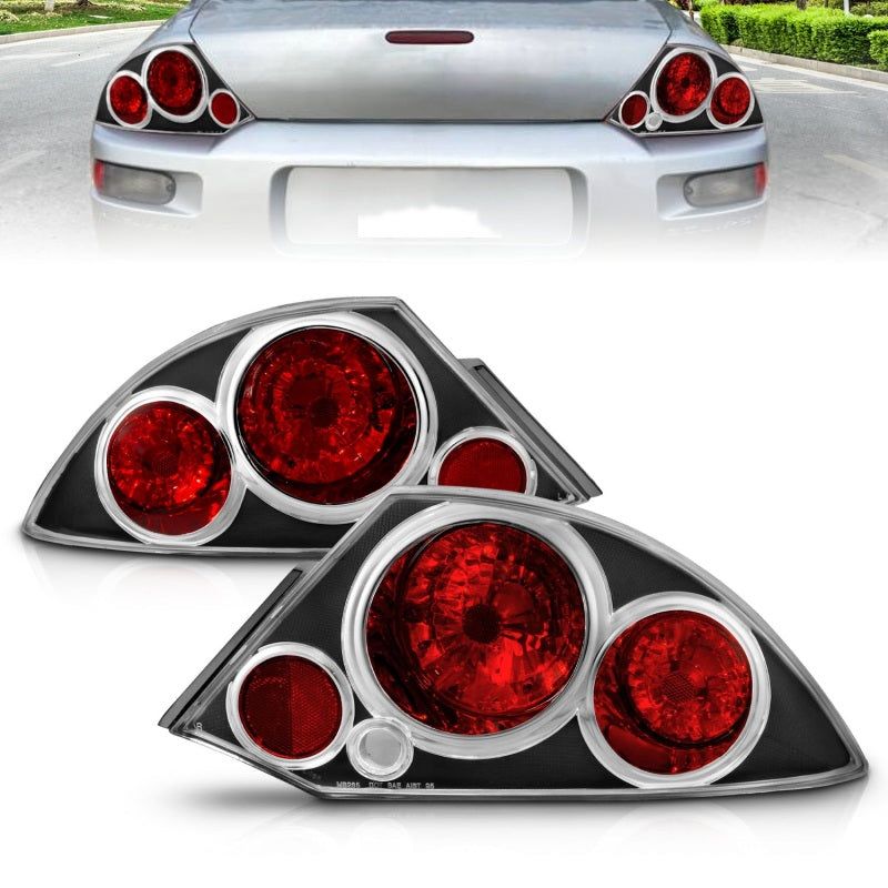ANZO 221081 - ANZ221081 - ANZO 2000-2005 Mitsubishi Eclipse Taillights Black - Shipped in Europe - Tuningsupply.com