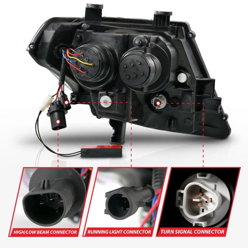 ANZO 111597 - ANZ111597 - ANZO 09-20 Nissan Frontier Black Projector Plank Style DRL w/ Switchback & Sequential LED DRL - Shipped in Europe - Tuningsupply.com