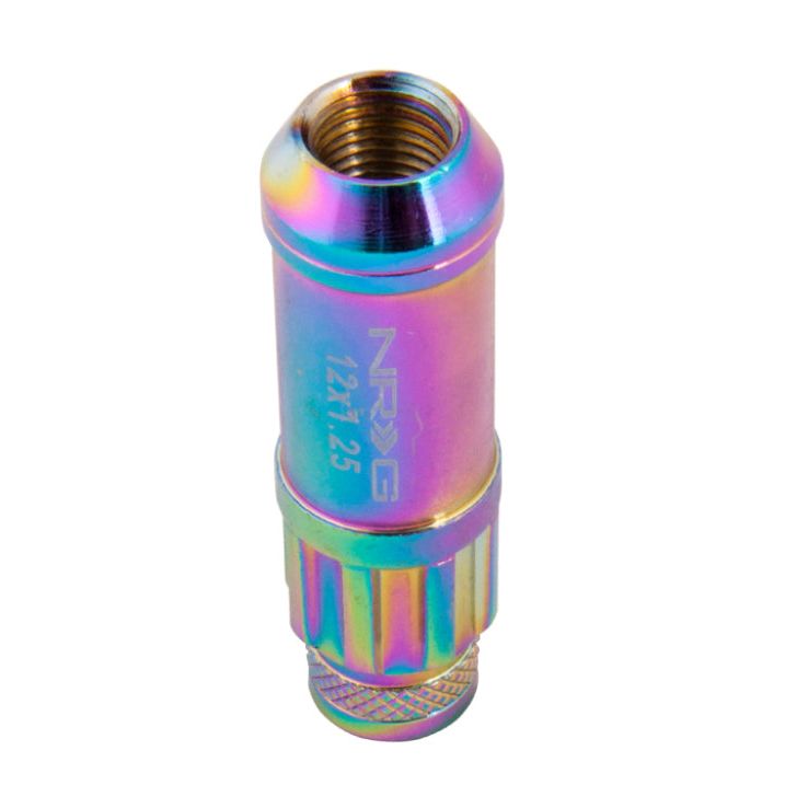NRG LN-LS710MC-21 - NRGLN-LS710MC-21 - NRG 700 Series M12 X 1.25 Steel Lug Nut w/Dust Cap Cover Set 21 Pc w/Locks & Lock Socket - Neochrome - Shipped in Europe - Tuningsupply.com