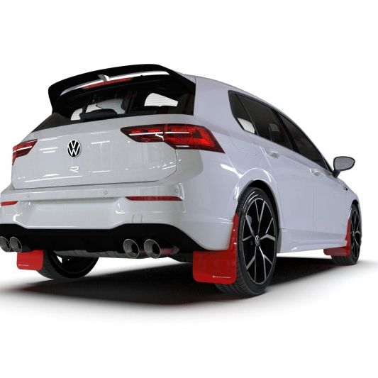 Rally Armor MF80-UR-RD/WH - RALMF80-UR-RD/WH - Rally Armor 22-25 VW MK8 Golf GTI/R Red UR Mud Flap w/White Logo - Shipped in Europe - Tuningsupply.com