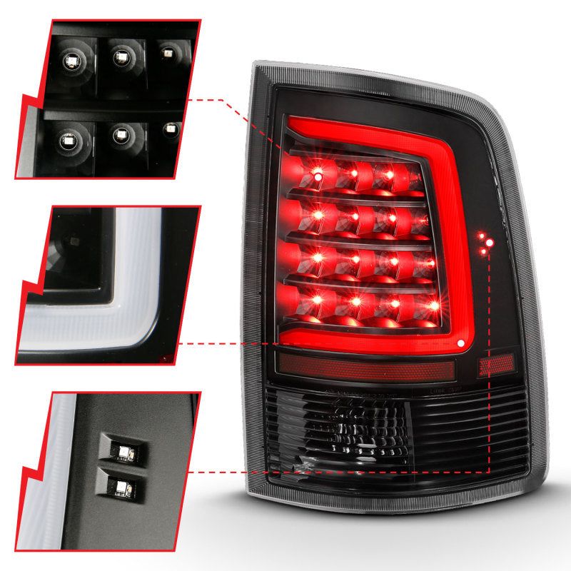 ANZO 311318 - ANZ311318 - ANZO 2009-2018 Dodge Ram 1500 LED Taillight Plank Style Black w/Clear Lens - Shipped in Europe - Tuningsupply.com