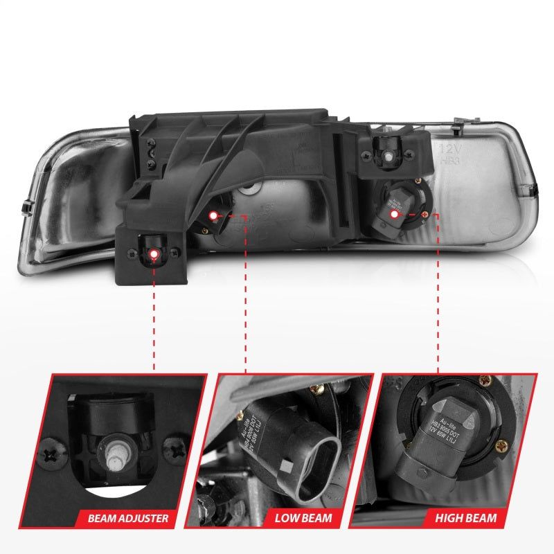 ANZO 111011 - ANZ111011 - ANZO 1999-2002 Chevrolet Silverado 1500 Crystal Headlights Chrome - Shipped in Europe - Tuningsupply.com