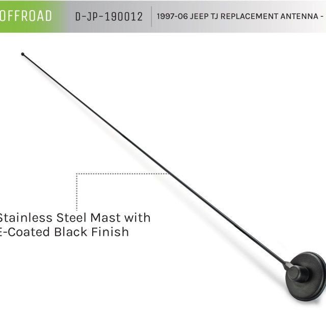 DV8 Offroad D-JP-190012 - DVED-JP-190012 - DV8 Offroad 1997-06 Jeep TJ Replacement Antenna Black - Shipped in Europe - Tuningsupply.com