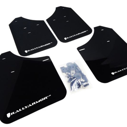Rally Armor MF1-UR-BLK/WH - RALMF1-UR-BLK/WH - Rally Armor 02-07 Subaru WRX/STI/RS/2.5i (Wagons Req. Mod.) Black UR Mud Flap w/White Logo - Shipped in Europe - Tuningsupply.com