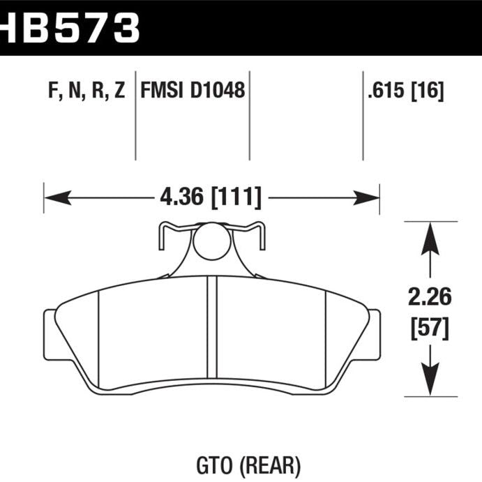 Hawk Performance KHB573B.615 - HAWKHB573B.615 - Hawk 04-06 Pontiac GTO HPS 5.0 Rear Brake Pads - Shipped in Europe - Tuningsupply.com