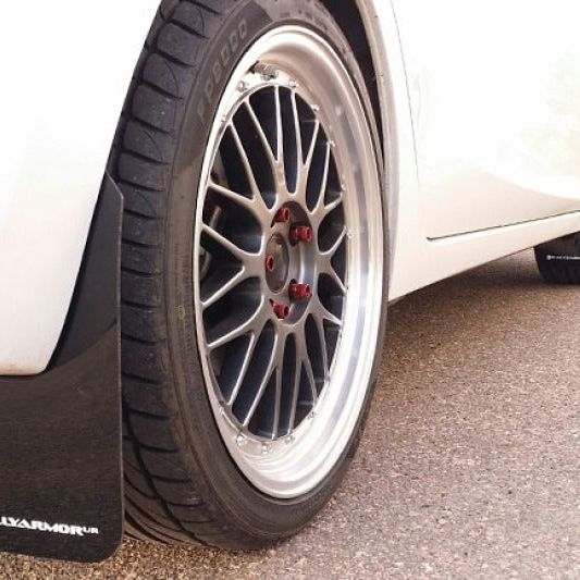 Rally Armor MF31-UR-BLK/WH - RALMF31-UR-BLK/WH - Rally Armor 14-18 Mazda3 Black UR Mud Flap w/White Logo - Shipped in Europe - Tuningsupply.com