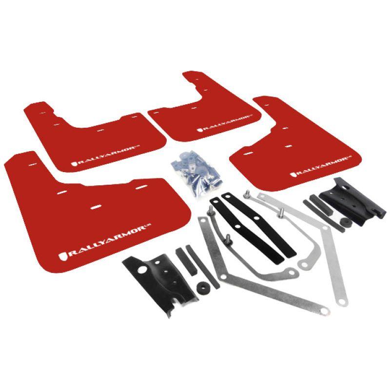 Rally Armor MF29-UR-RD/WH - RALMF29-UR-RD/WH - Rally Armor 13-19 Ford Fiesta ST Red UR Mud Flap w/White Logo - Shipped in Europe - Tuningsupply.com