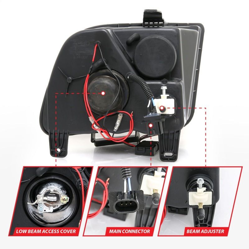 ANZO 121166 - ANZ121166 - ANZO 2005-2009 Ford Mustang Projector Headlights w/ Halo Black - Shipped in Europe - Tuningsupply.com