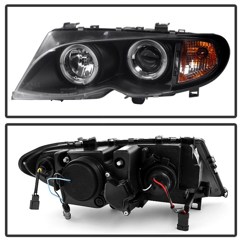 SPYDER 5042415 - SPY5042415 - Spyder BMW E46 3-Series 02-05 4DR Projector Headlights 1PC LED Halo Blk PRO-YD-BMWE4602-4D-AM-BK - Shipped in Europe - Tuningsupply.com