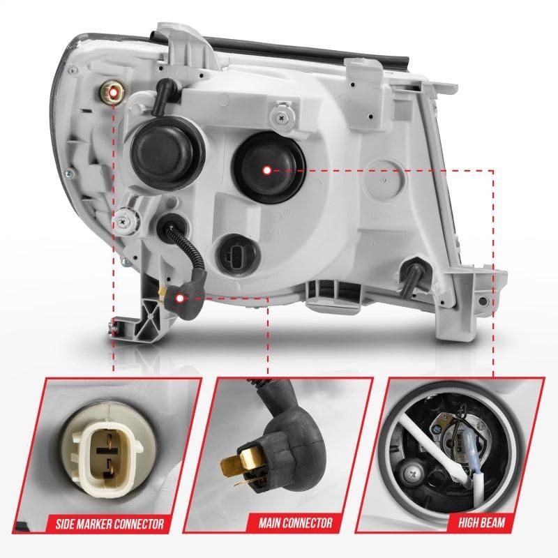 ANZO 111517 - ANZ111517 - ANZO 05-09 Toyota Tacoma Projector Light Bar Style Headlights w/ C Light Bar - Shipped in Europe - Tuningsupply.com